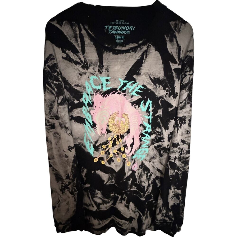 Volcom T-Shirt Men's XXL/TTG Black Cotton Graphic Classic Fit Long Sleeve